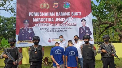24,425 Kilogram Sabu Jaringan Internasional di Sukabumi Dimusnahkan, Polisi Buru 2 DPO Otak Pengedarnya
