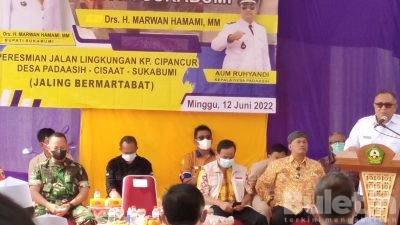 Dandim 0607 Kota Sukabumi Menghadiri Peresmian Jalan Lingkungan, Budidaya Ikan dan Pakan BKM
