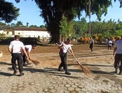 Rangkaian Hari Bhayangkara, Polres Bondowoso Gelar Bersih-bersih TMP