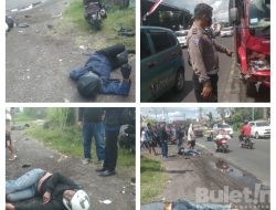 2 Unit Motor Jenis Honda Tabrak Truk Oleng, 4 Orang Pengendara Terpental Tidak Sadarkan Diri