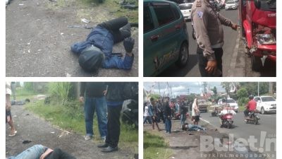 2 Unit Motor Jenis Honda Tabrak Truk Oleng, 4 Orang Pengendara Terpental Tidak Sadarkan Diri
