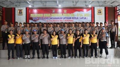 Polresta Deli Serdang Laksanakan Pelepasan dan Pemberian Arahan Kepada Siswa Latja Diktuk BA Polri Gelombang II TA 2022 SPN Hinai Polda Sumut