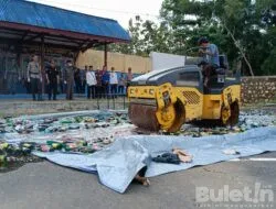 Polres Pamekasan Musnahkan Ratusan Botol BB Miras di Bulan Suci Ramadhan 2023