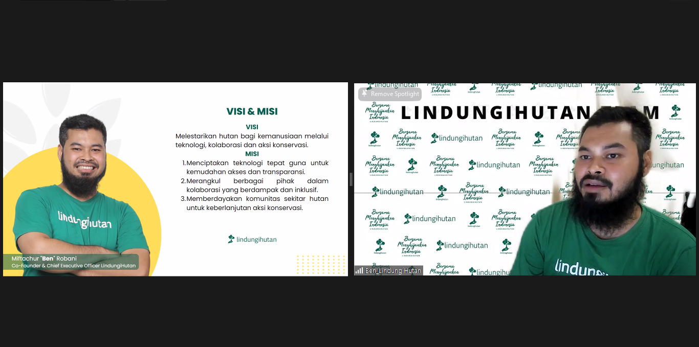 Miftachur Robani (CEO LindungiHutan) dalam acara open house LindungiHutan.
