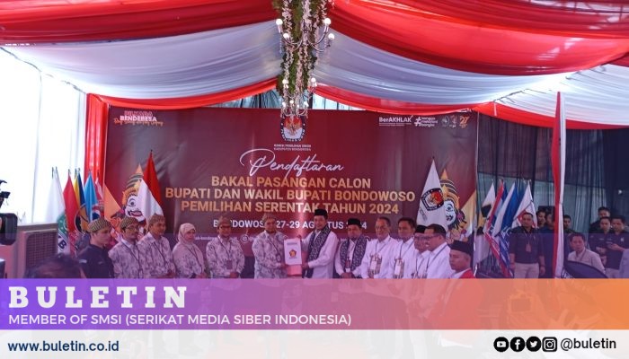 Didukung Tiga Partai Penguasa, RAHMAD Resmi Mendaftar ke KPU Bondowoso