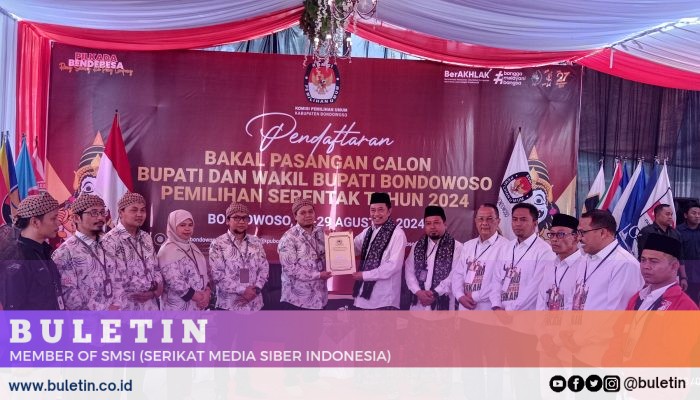 Bersama Partai Pengusung, Bakal Calon Pasangan Rahmad Mendaftar Ke KPUD Bondowoso