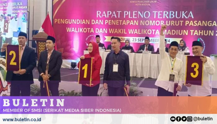 Sah! KPU Kota Madiun Tetapkan Nomor Urut Paslon Cawali dan Cawawali Kota Madiun