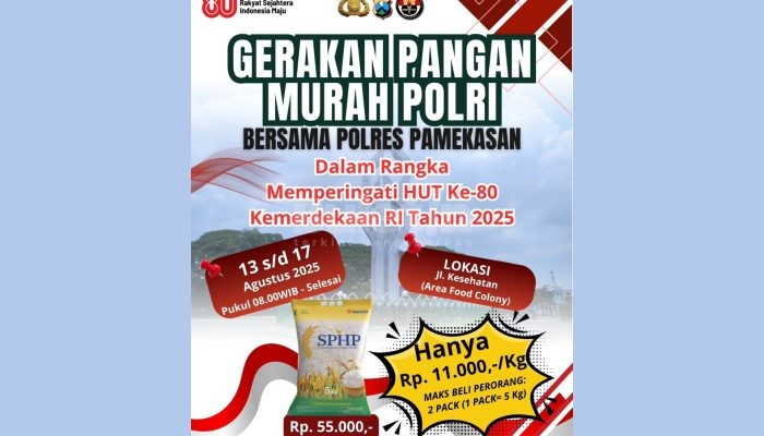 HUT RI, Polres Pamekasan Gelar Gerakan Pangan Murah Polri, Beras per Kg hanya 11Rb