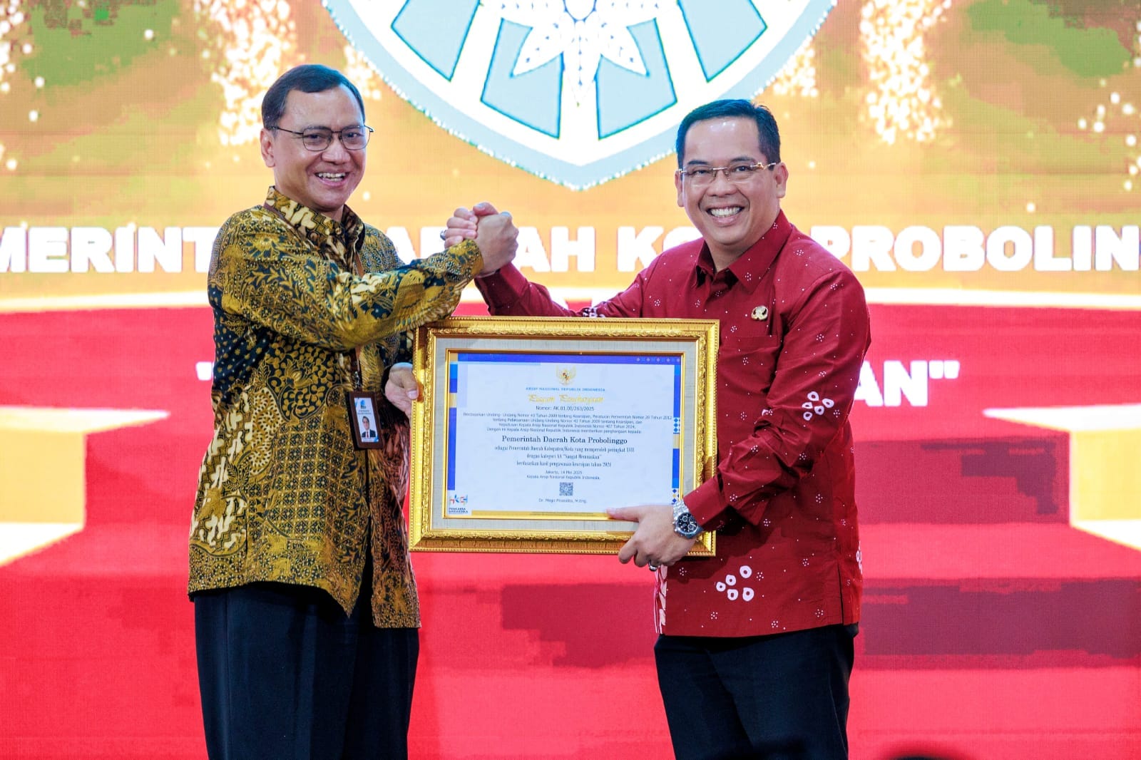 Naik Predikat, Pengelolaan Kearsipan Pemkot Probolinggo Raih Kategori Sangat Memuaskan dari ANRI