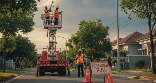 Perbaikan PJU di Bondowoso