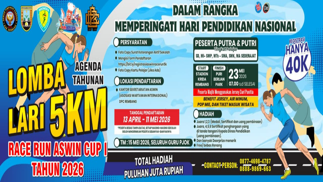 ASWIN Cup 5KM Jadi Event Lari Pelajar Perdana di Rembang, Targetkan Minimal 1.000 Peserta