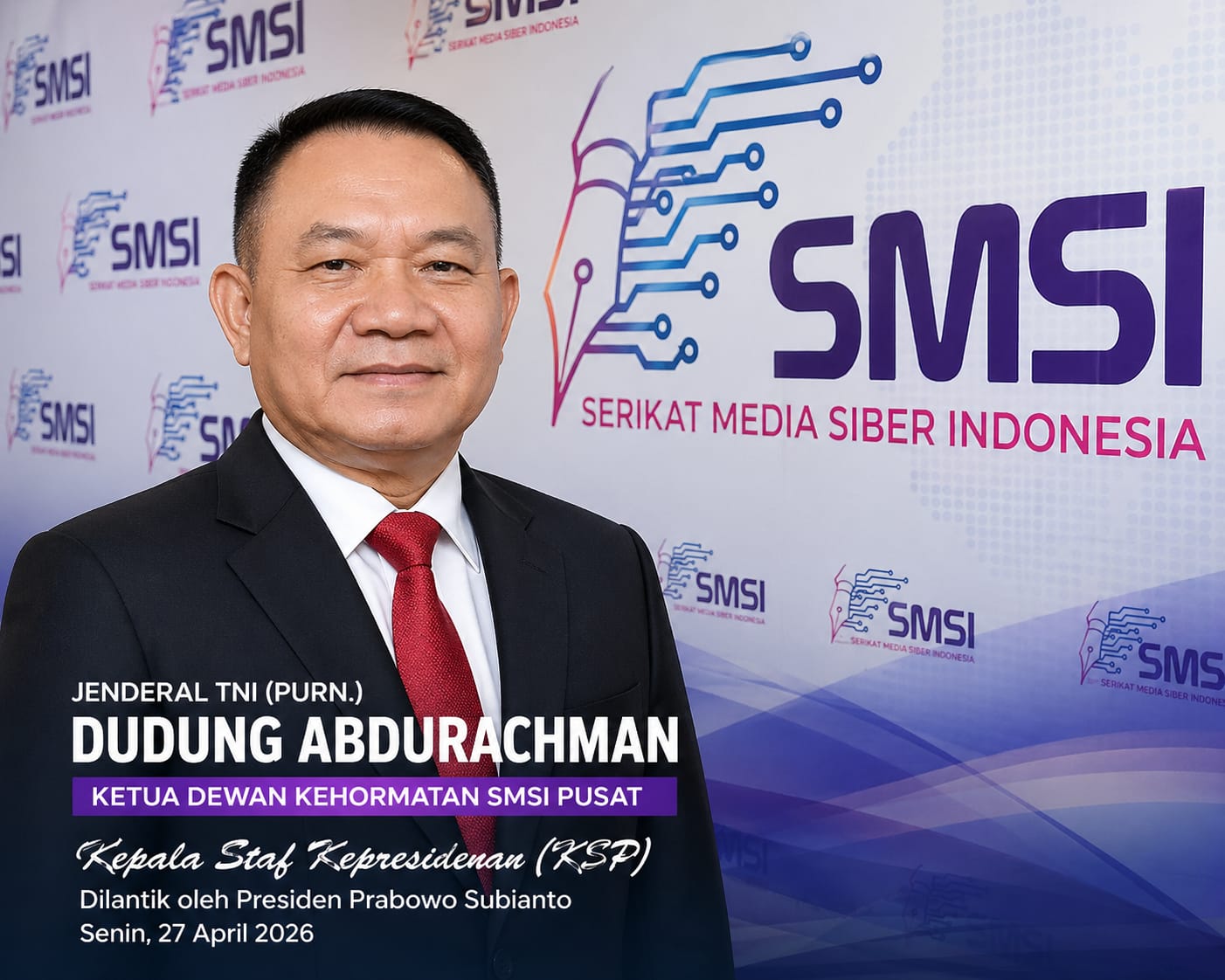 SMSI Bondowoso Ucapkan Selamat, Jenderal TNI (Purn.) Dudung Abdurachman Resmi Dilantik Jadi Kepala Staf Kepresidenan